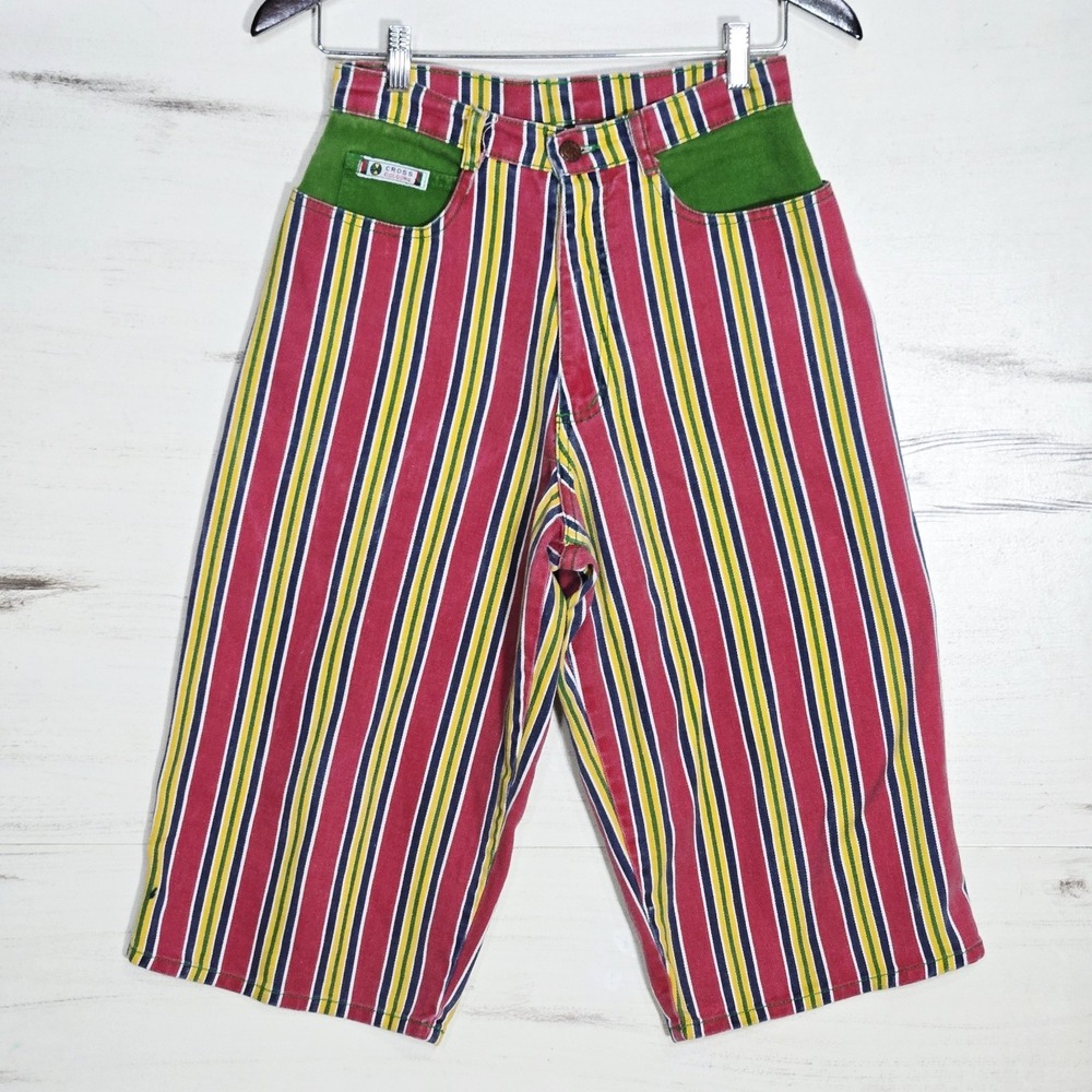 Rare Cross Colours Vintage Jeans Denim Womens Size 18 Made In USA Striped HipHop